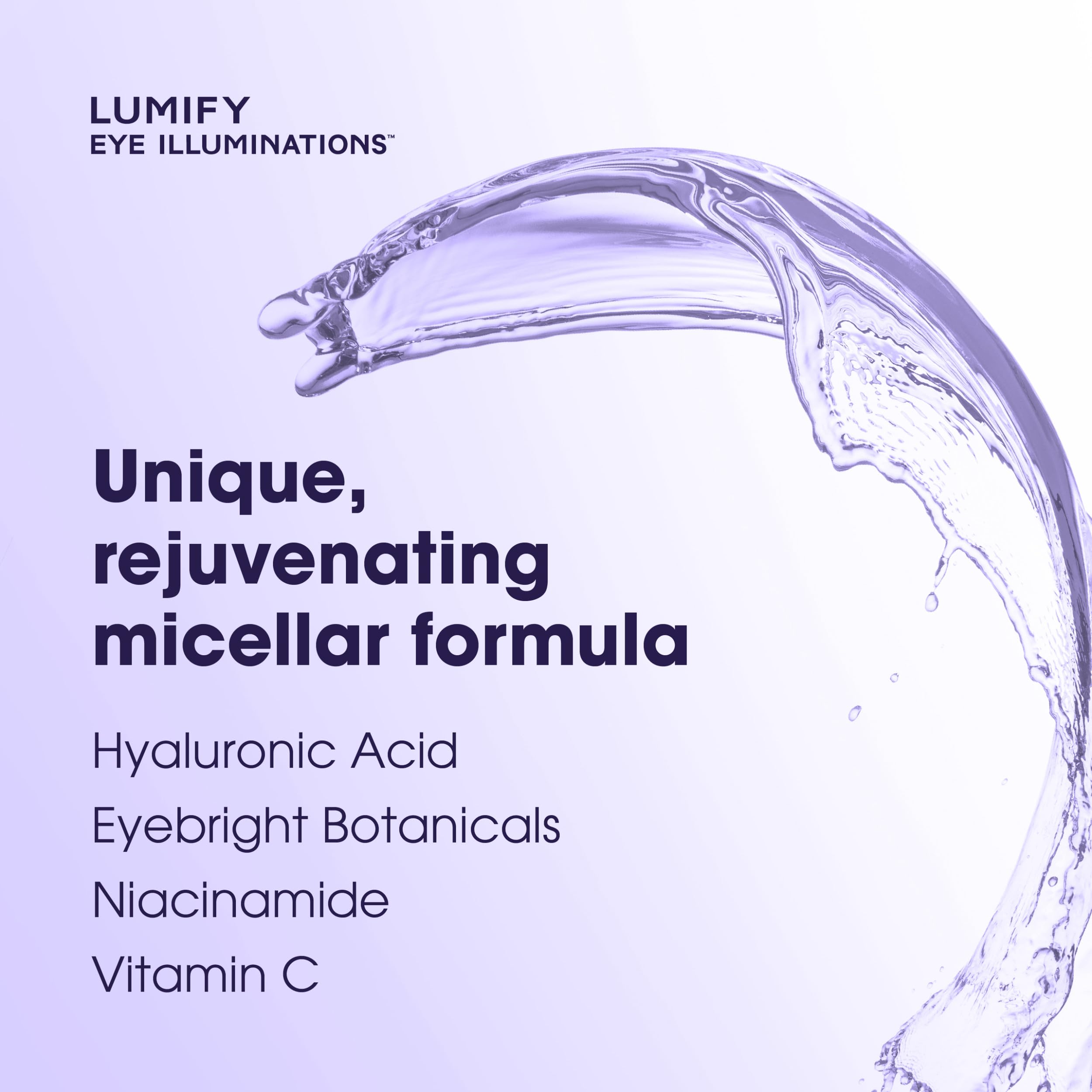 LUMIFY solution pouring close-up, demonstrates lightweight micellar action and ease