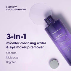 LUMIFY removing waterproof mascara on lashes, shows effective gentle removal