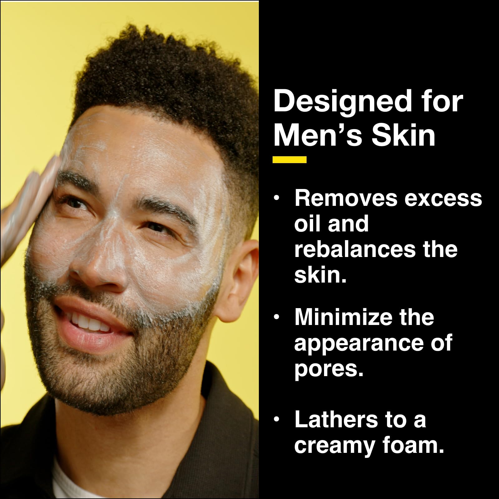 Lumin charcoal face wash texture close-up illustrating deep-cleaning action for clearer pores