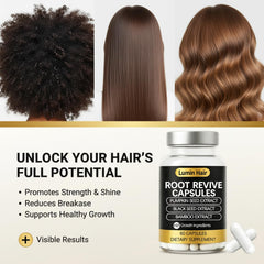 Lumin Hair ingredient display with biotin black seed bamboo visuals