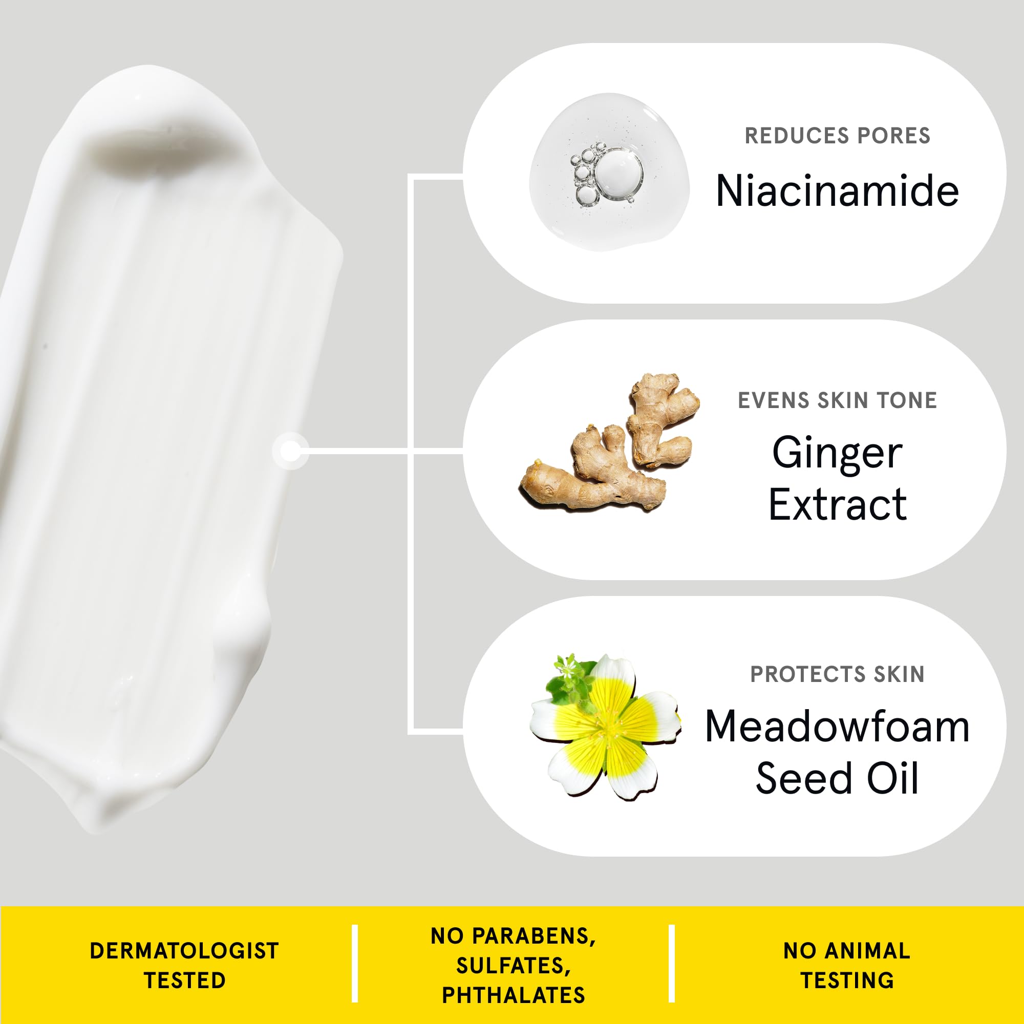 Lumin label ingredients close-up highlighting niacinamide and botanical extracts