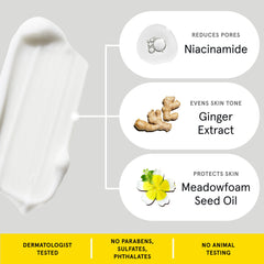 Lumin label ingredients close-up highlighting niacinamide and botanical extracts