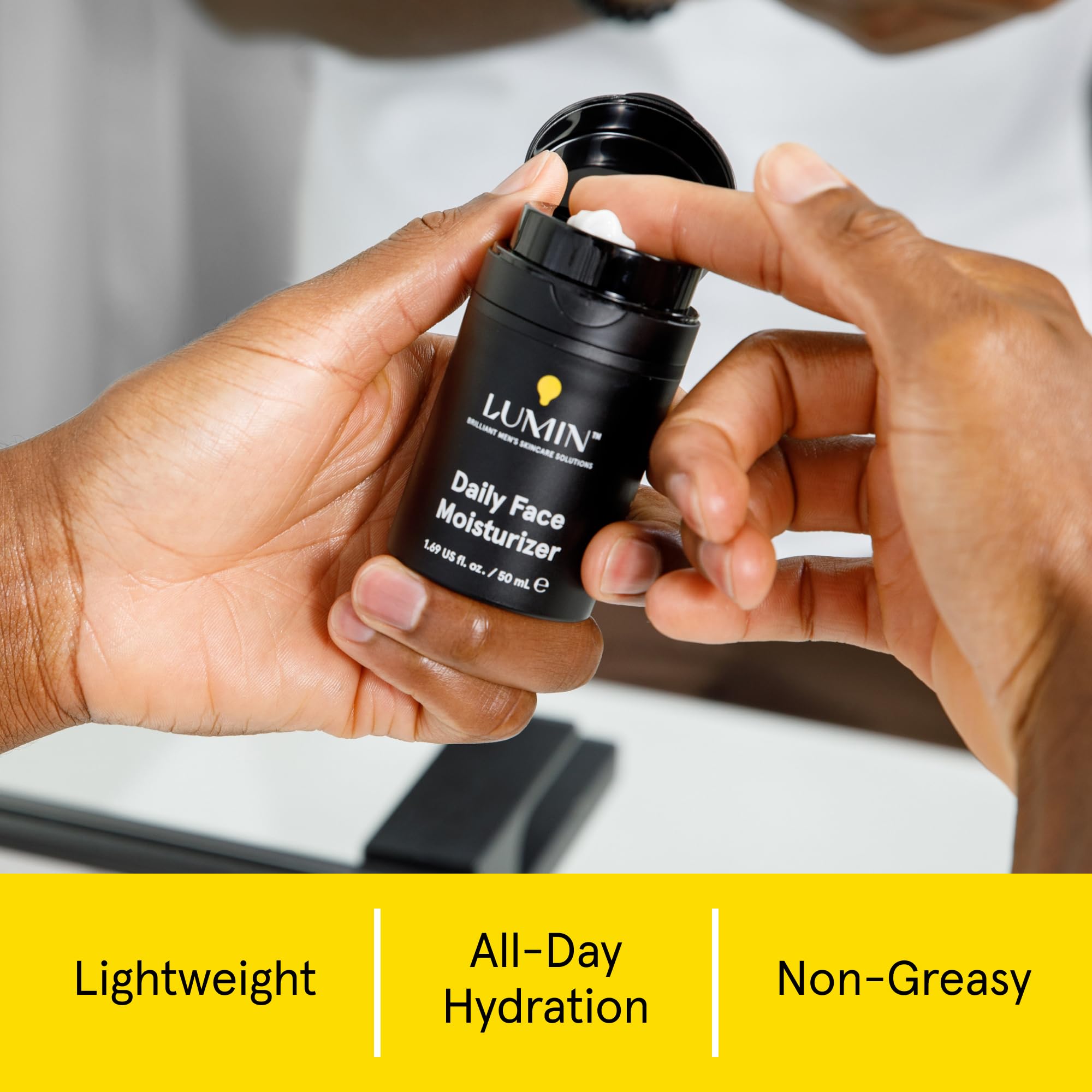 Lumin open tube texture close-up demonstrating lightweight absorption benefit