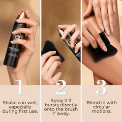 LUMINESS application step demonstration showing easy, streak-free blending