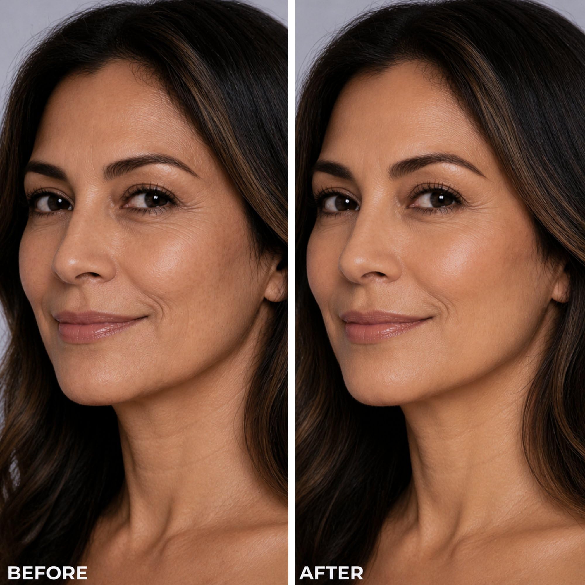LUMINESS foundation dispensing two drops from pump demonstrating easy, controlled application