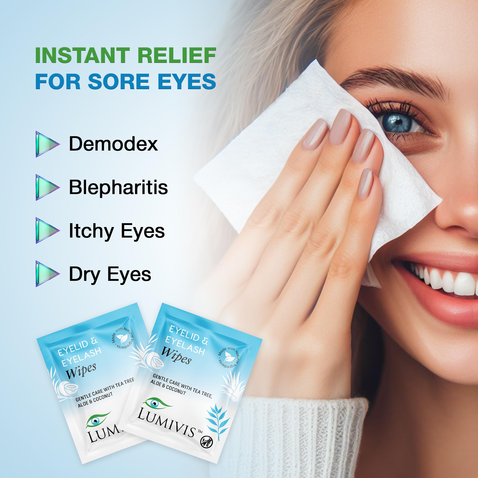 Lumivis individually wrapped wipe sachet for hygienic travel-ready use