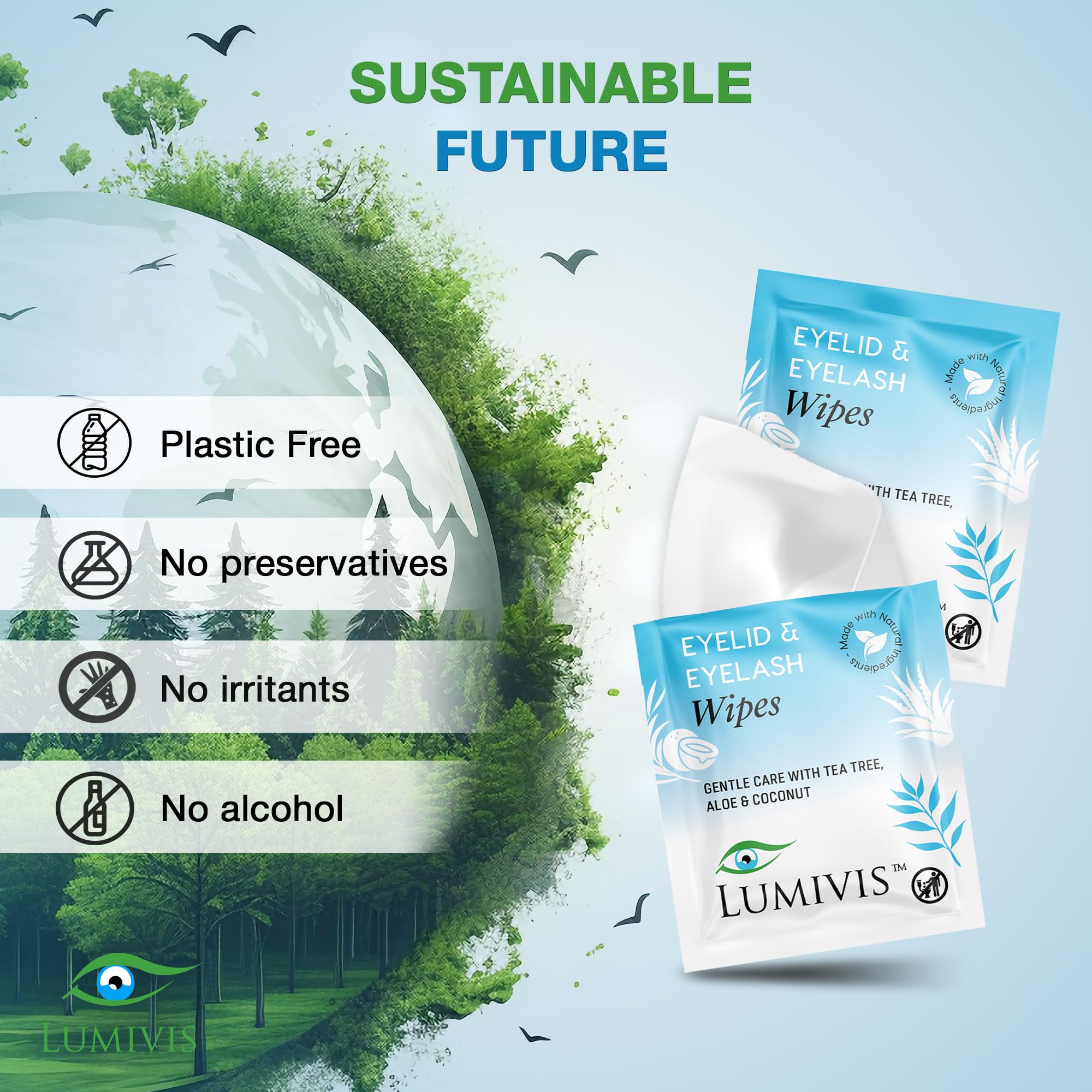 Lumivis wipe held in hand showing scale and easy single-use portability