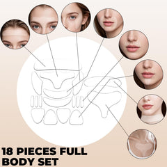 LUMIXELL patches next to a hand for scale illustrating size and how pieces fit facial areas