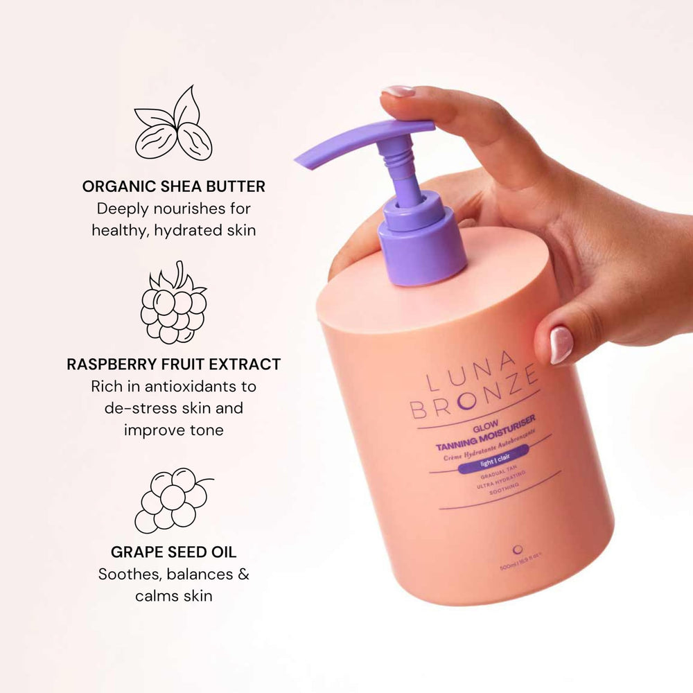 Luna Bronze lotion being applied on skin for gradual natural tan