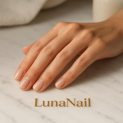 LunaNail bottle on bathroom vanity in lifestyle scene for daily routine appeal