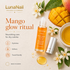 Small oil drop from LunaNail on skin highlighting quick absorption benefit