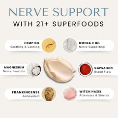 Lune nerve balm texture closeup smooth cream demonstrating fast absorption benefit