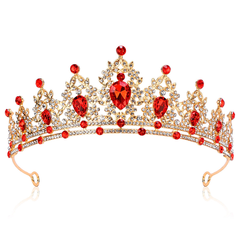 Lunimbus front view of red queen crown showing regal gold sparkle benefit