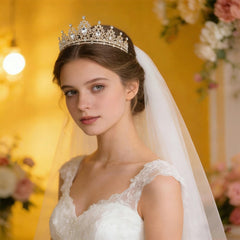 Lunimbus placed in styled hair showing secure fit and bridal-ready look