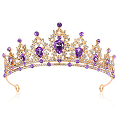 Lunimbus tiara front view showing regal gold purple contrast and instant elegance