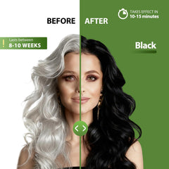 Lunory black shampoo pouring to show texture and easy application benefit