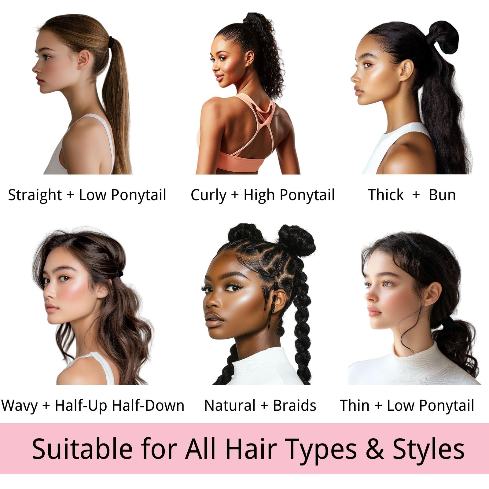 LuSeren used in a bun style on a woman showing comfortable all-day wear benefit