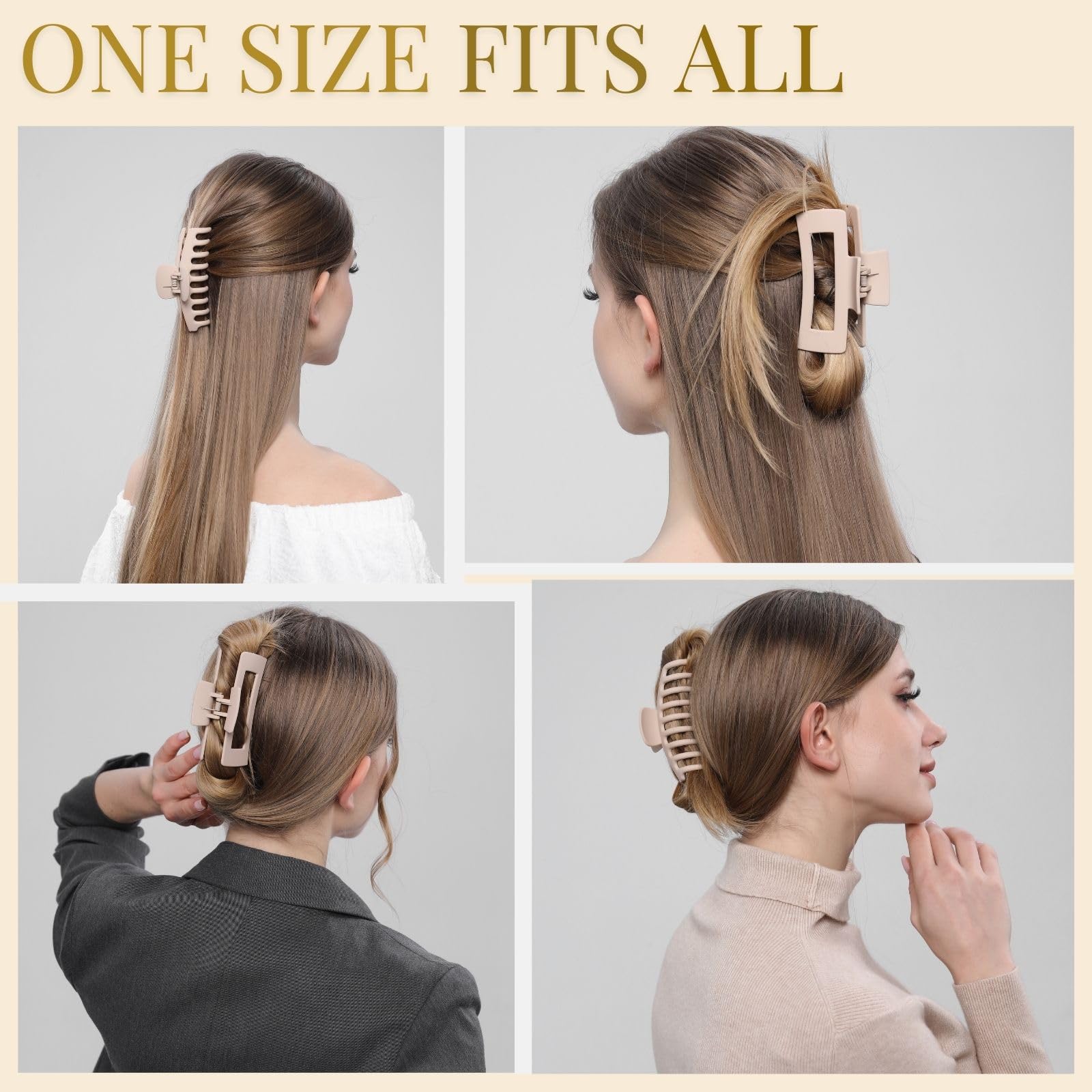 LuSeren clip holding thick hair at the side for comfortable all-day hold