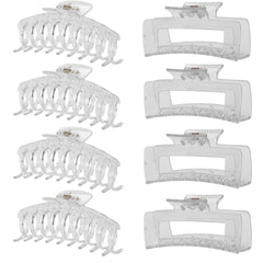 LuSeren front view of eight clear clips, shows neat packaging and variety