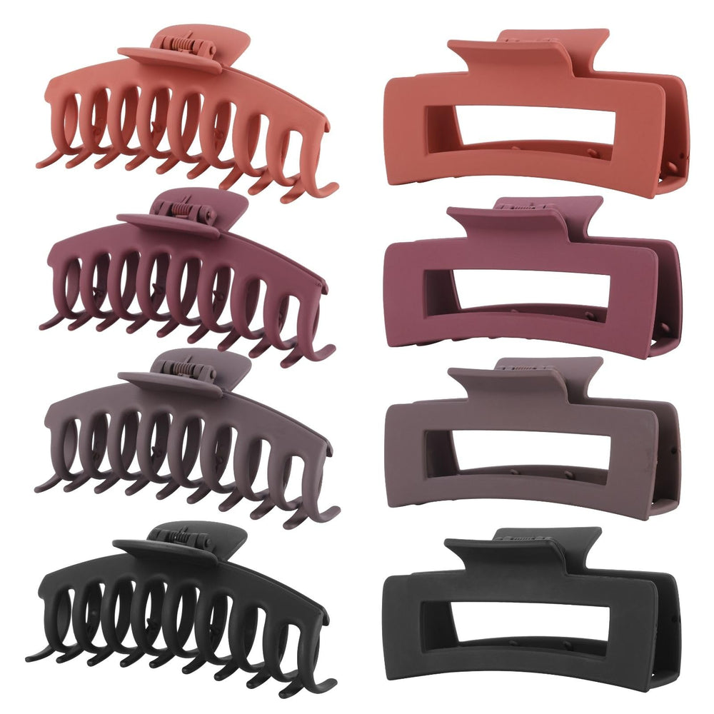 LuSeren front packaging showing eight large matte claw clips, clear protective box