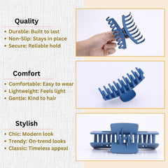 LuSeren dark blue clip securing full bun, strong hold for thick hair