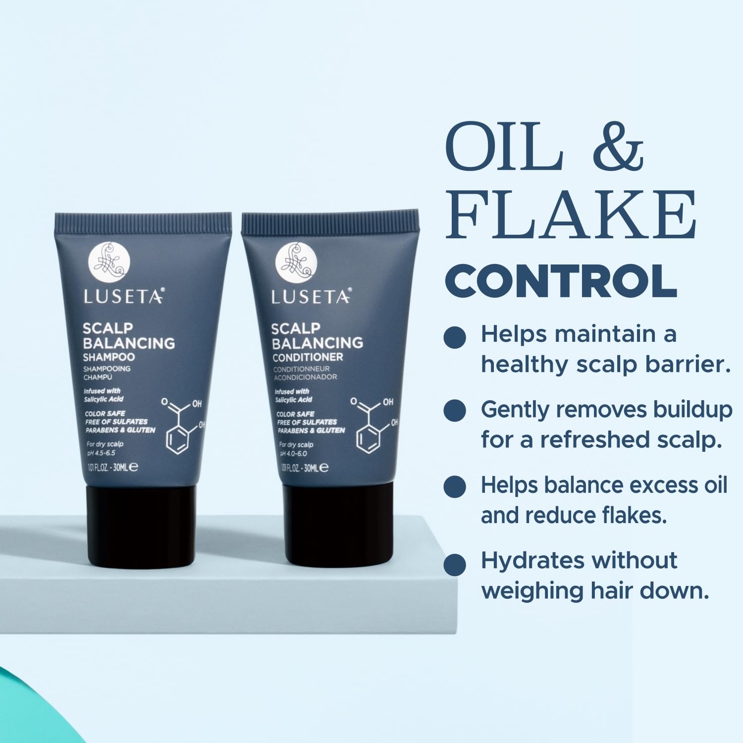 Argan oil visual with Luseta label indicating nourishment and lightweight hydration benefits