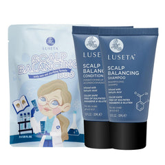 Luseta travel duo front packaging showing compact shampoo and conditioner, convenient for trips