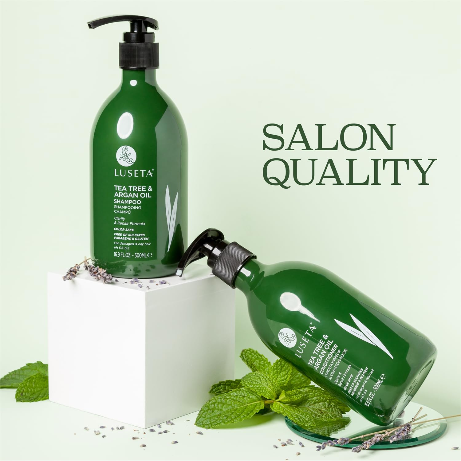 LUSETA on bathroom shelf in bright lifestyle scene showing everyday routine benefit