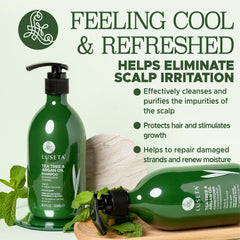LUSETA shampoo texture in hand showing creamy formula and gentle cleanse benefit