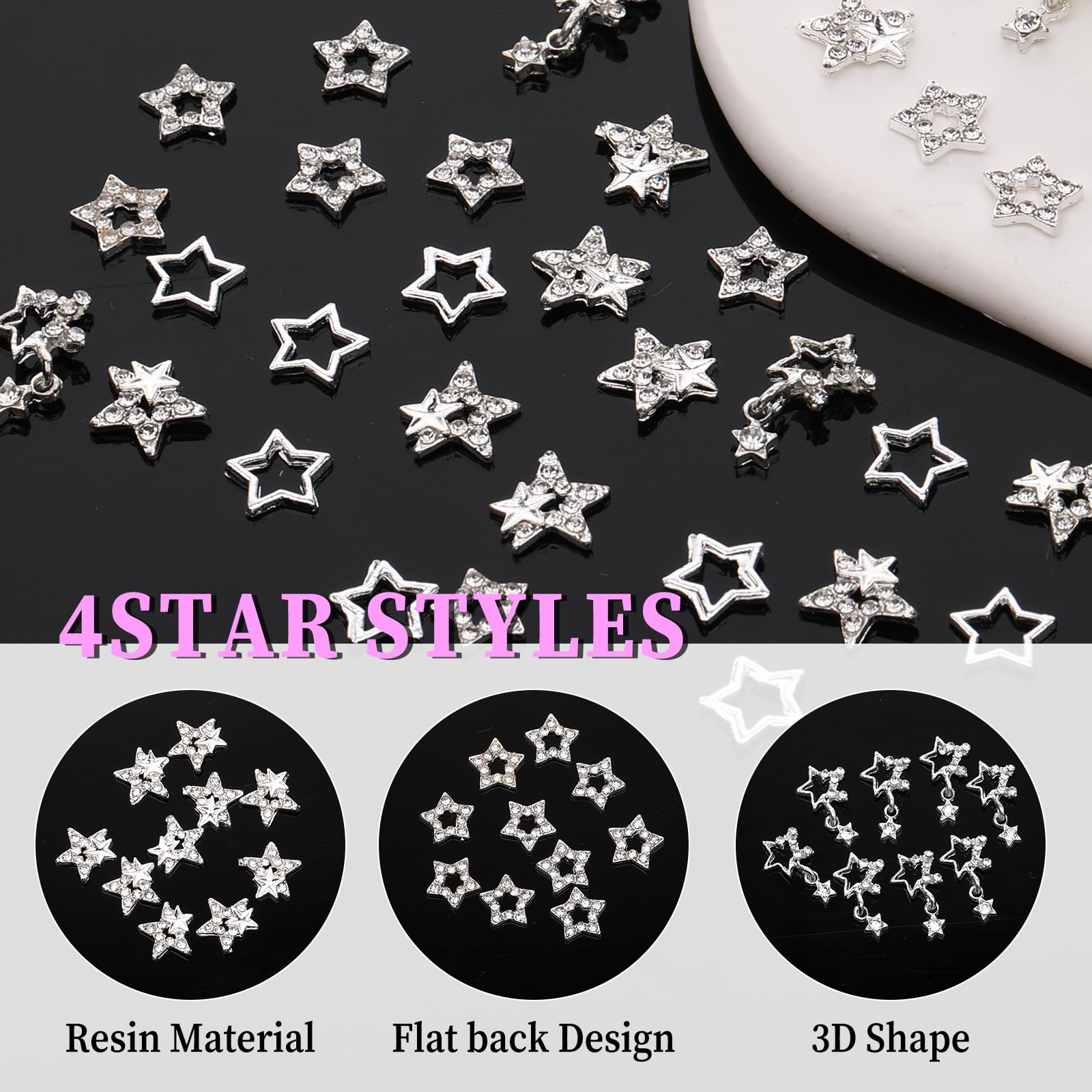 Lusofie star charm on fingertip showing scale and easy-application benefit