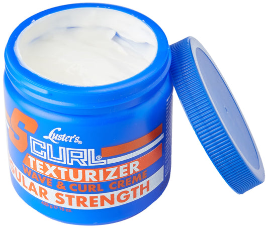 Luster S Curl cream texture closeup showing smooth consistency for easy application