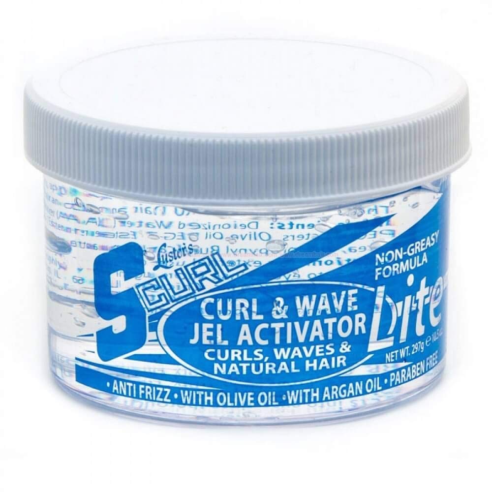 Luster's S Curl front packaging showing lightweight gel and easy styling benefit