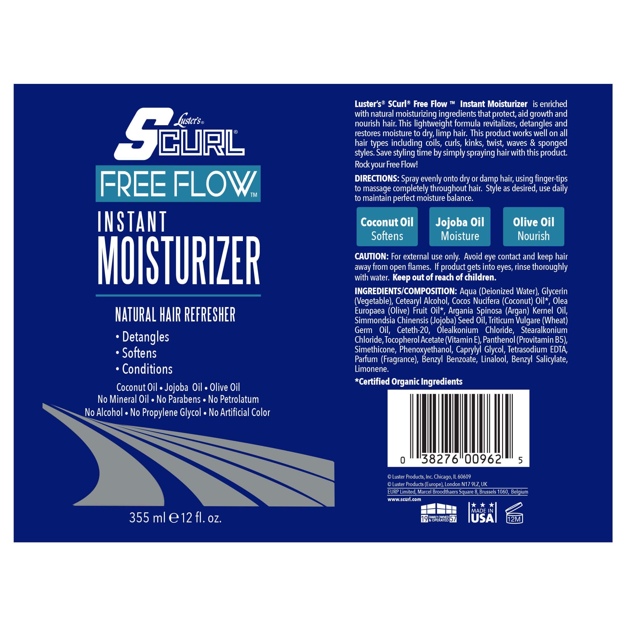 Luster's SCurl used on curly hair to refresh and detangle, improving manageability and shine
