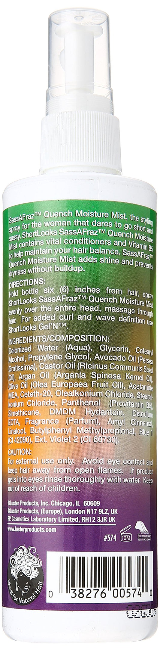 Luster's ShortLooks mist applied to short curls refreshing texture and definition