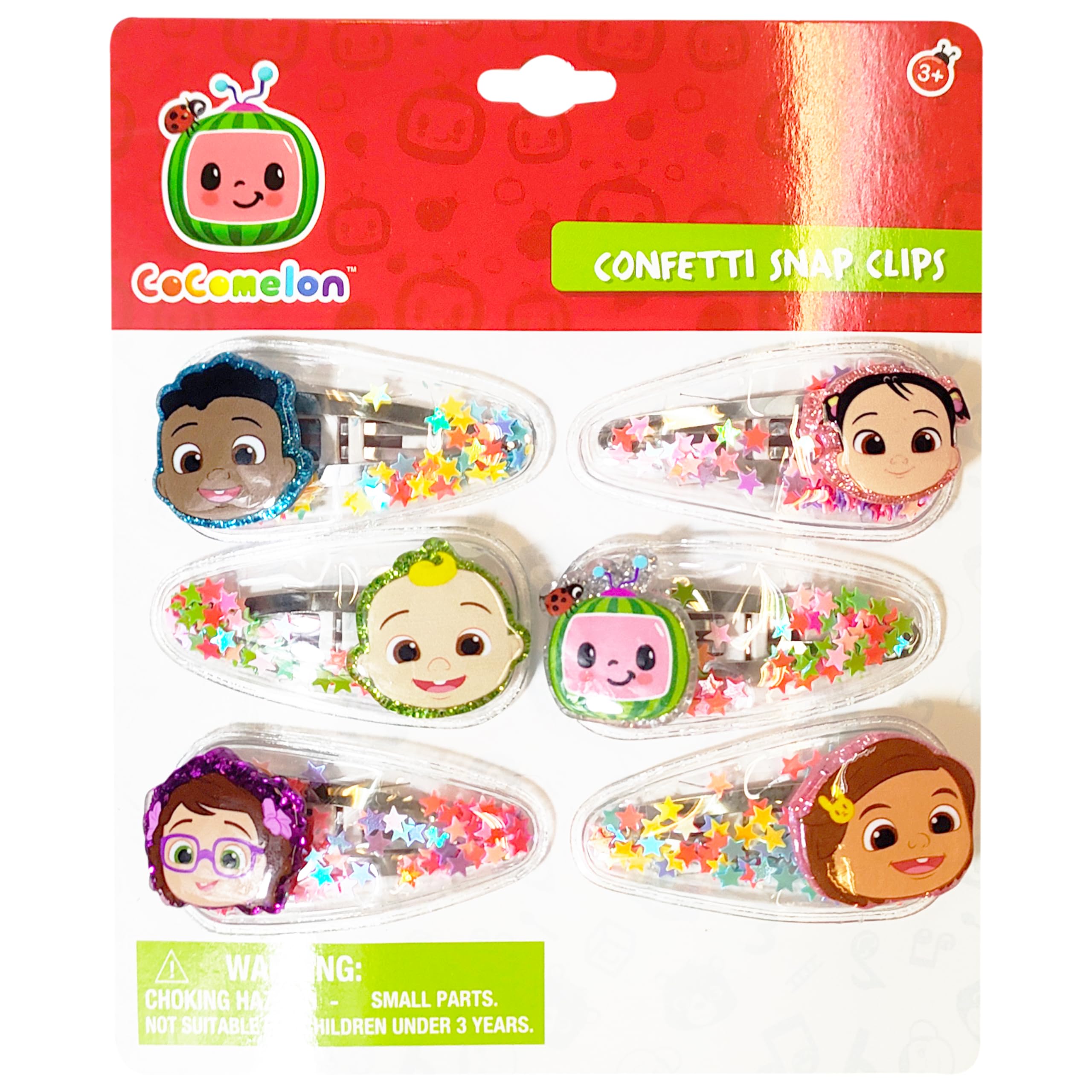 LUV HER Cocomelon front packaging showing six colorful clips and characters