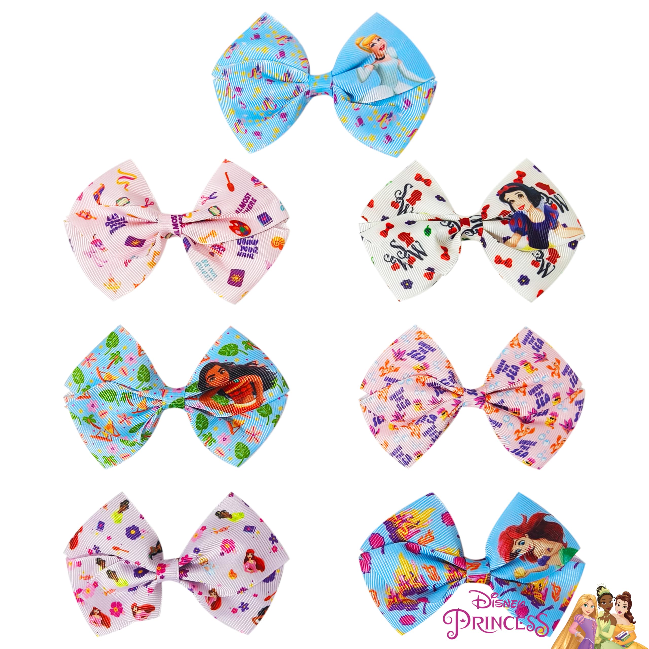 LUV HER close-up of bow fabric texture highlighting vibrant princess prints