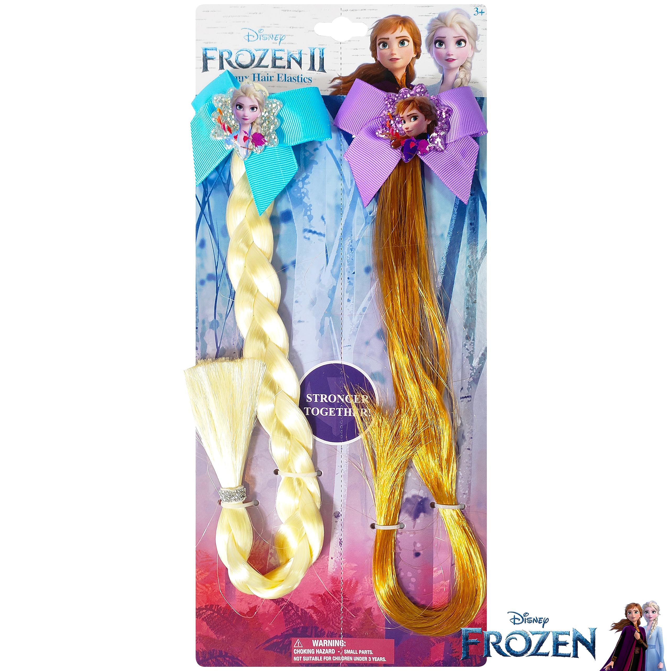 Two children sharing LUV HER Frozen II braids during dress-up playtime