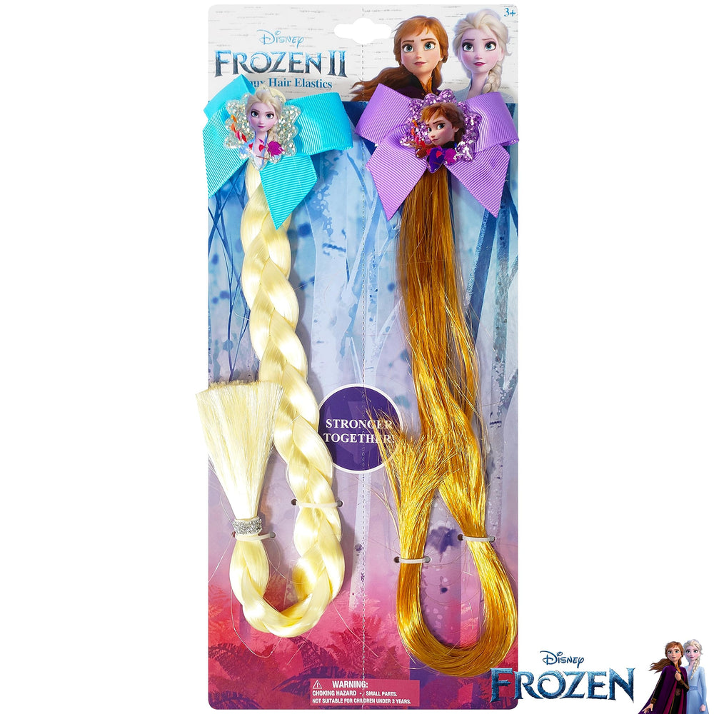 Two children sharing LUV HER Frozen II braids during dress-up playtime