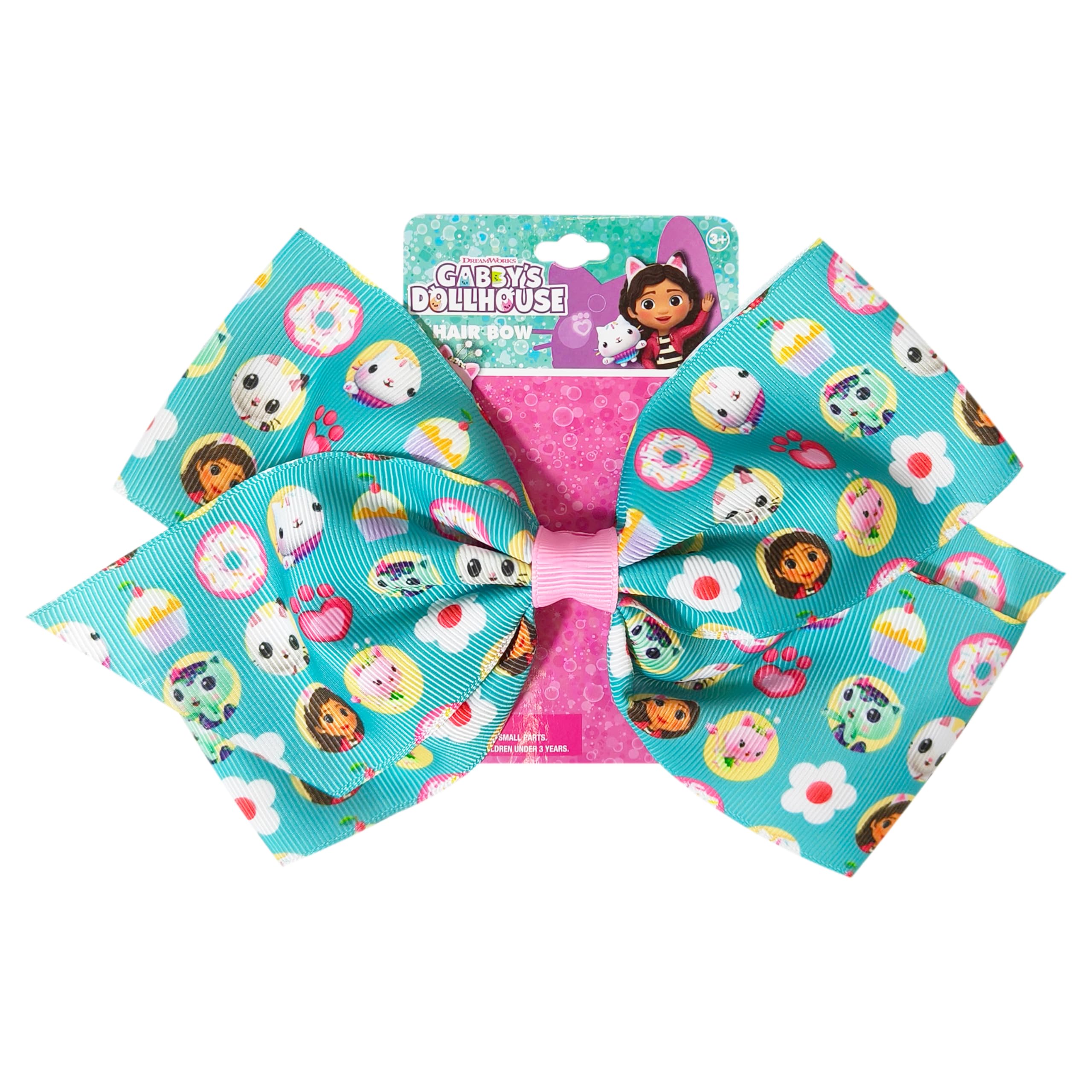 LUV HER bow front view showing Gabby characters and vibrant colors, playful style