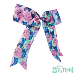 LUV HER fabric close-up showing vivid Stitch print and durable texture benefit