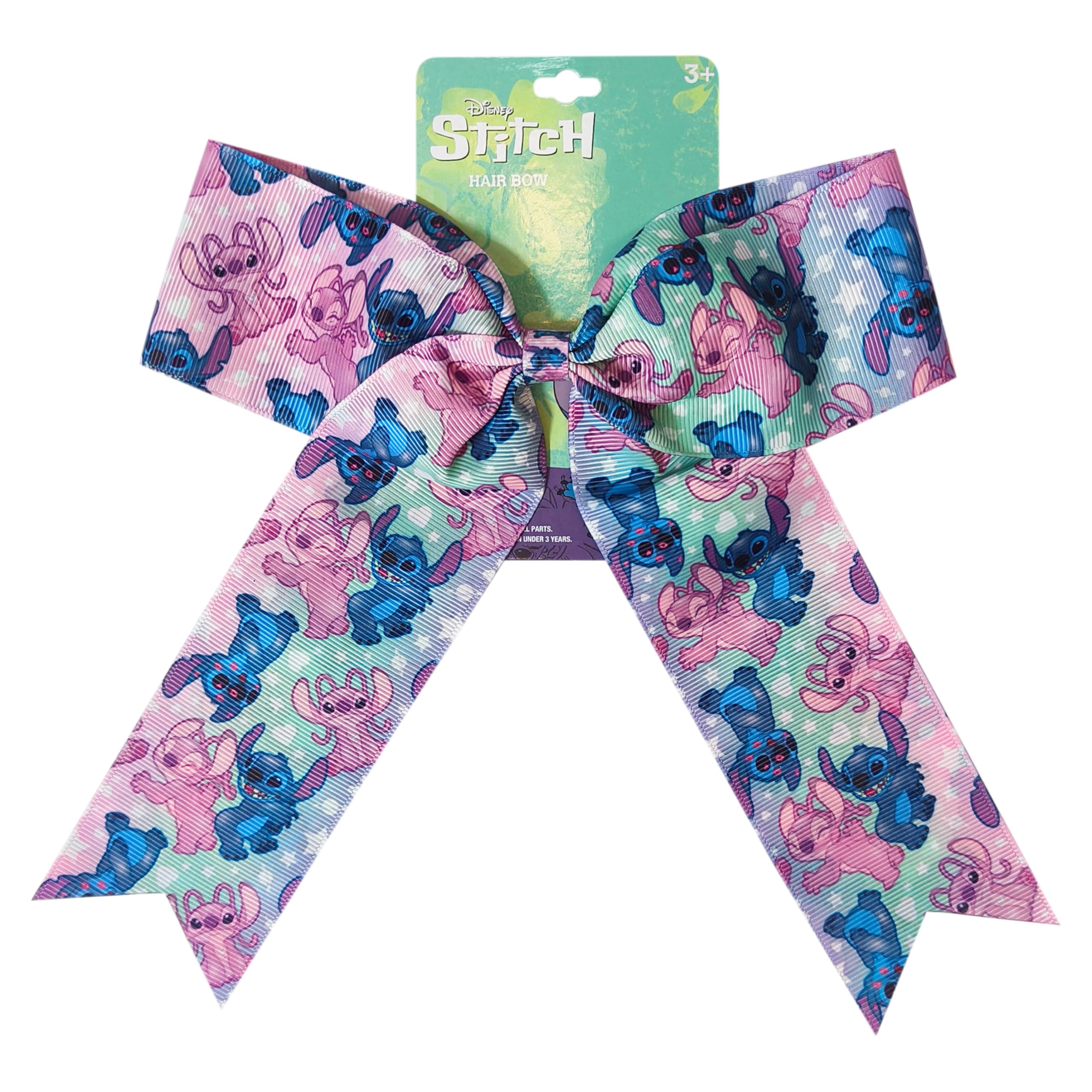 LUV HER bow front view showing Stitch print and playful shape, adds character