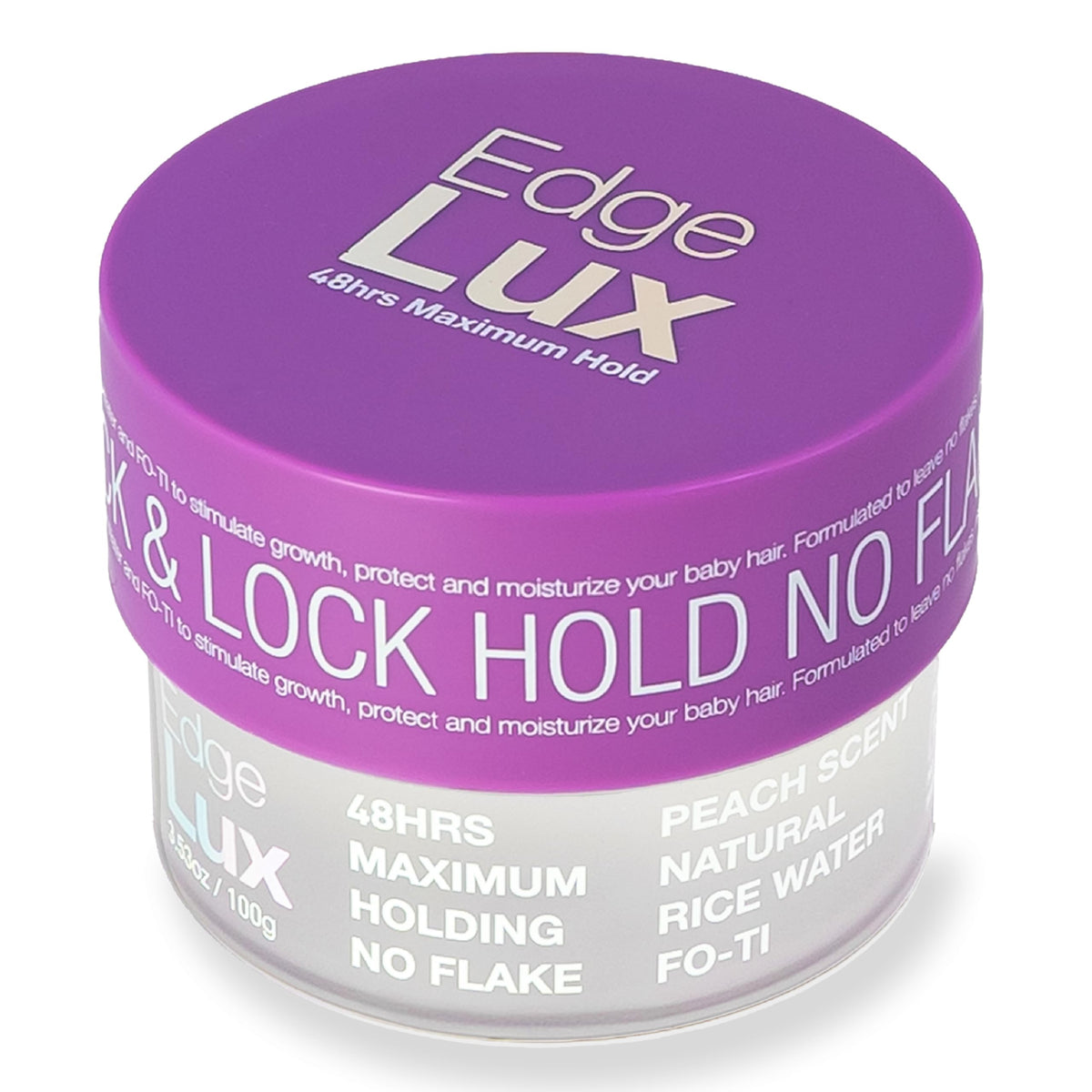 Lux Collection front jar view showing label and sleek packaging benefit