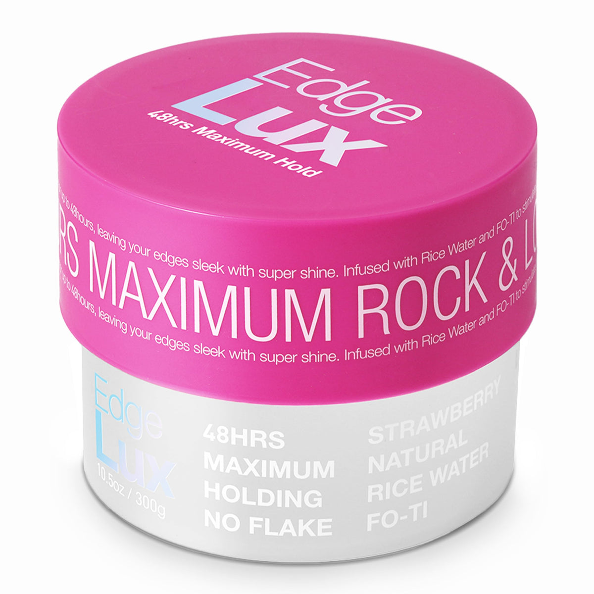 Lux Collection front jar view showing product branding and benefit of strong hold