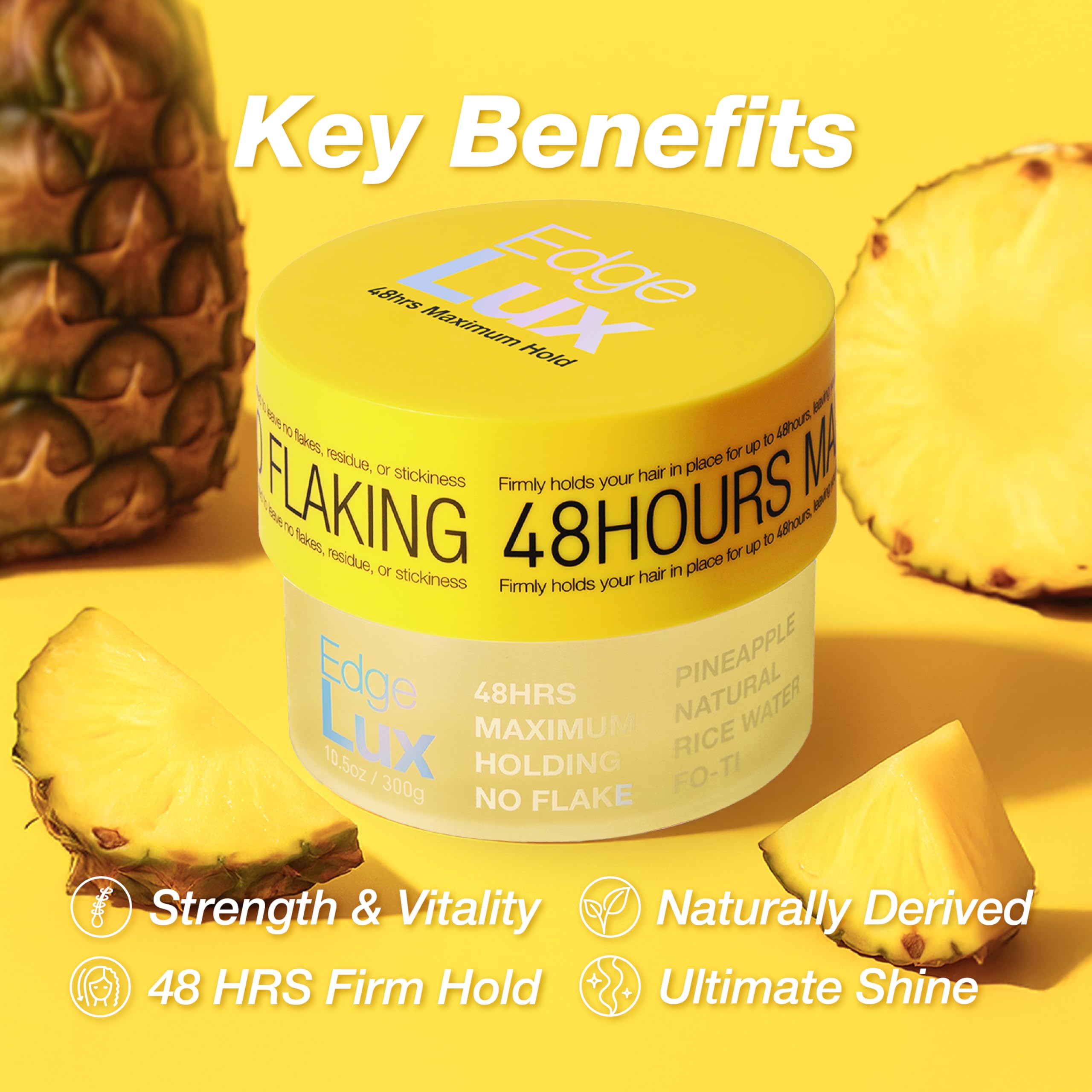 Lux Collection jar angled to show glossy gel texture and fresh pineapple appeal