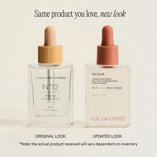 Lux Unfiltered dropper releasing clear serum showcasing smooth texture