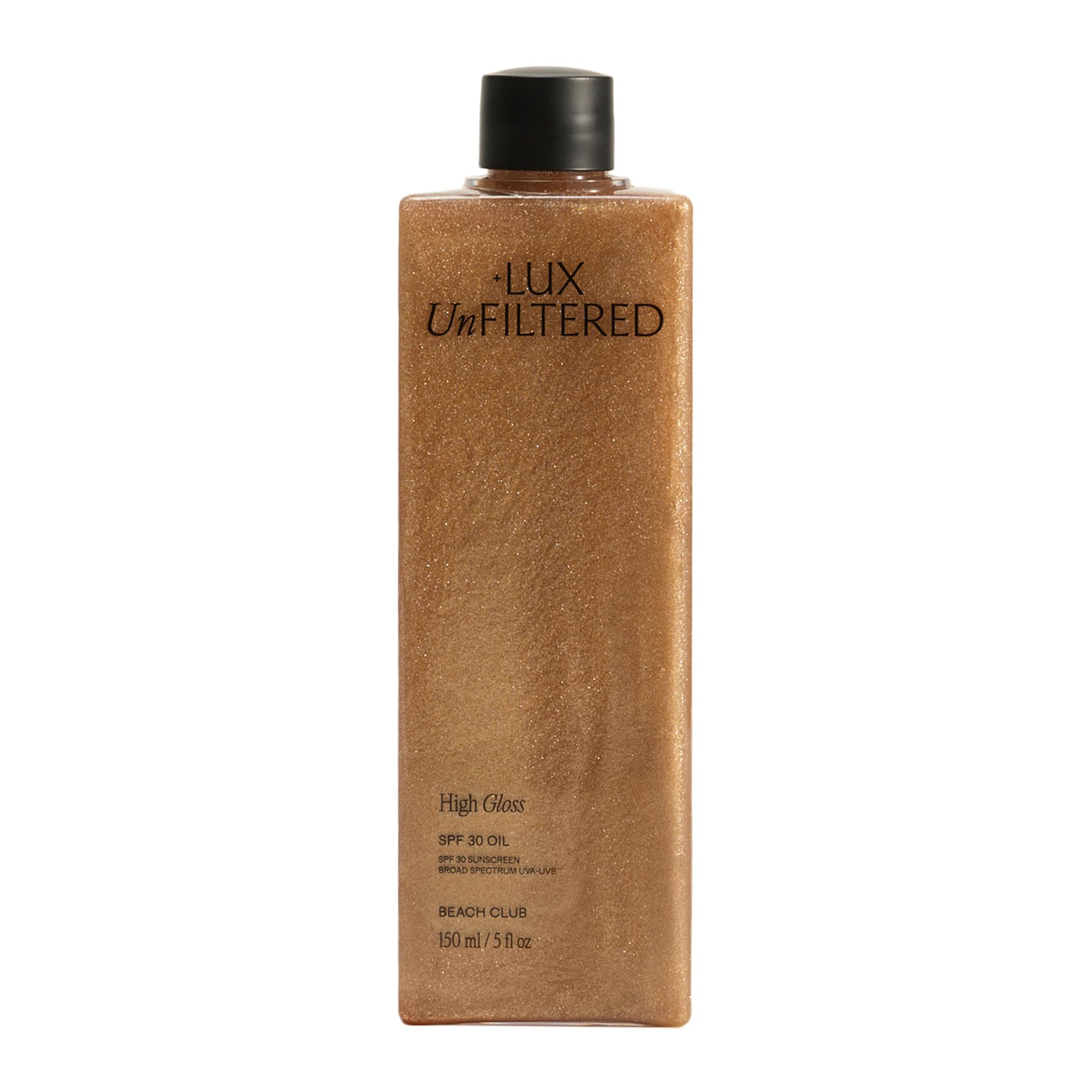 Lux Unfiltered front bottle showing SPF 30 and bronzing benefits