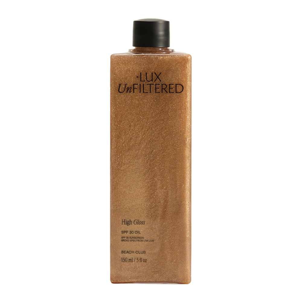 Lux Unfiltered front bottle showing SPF 30 and bronzing benefits