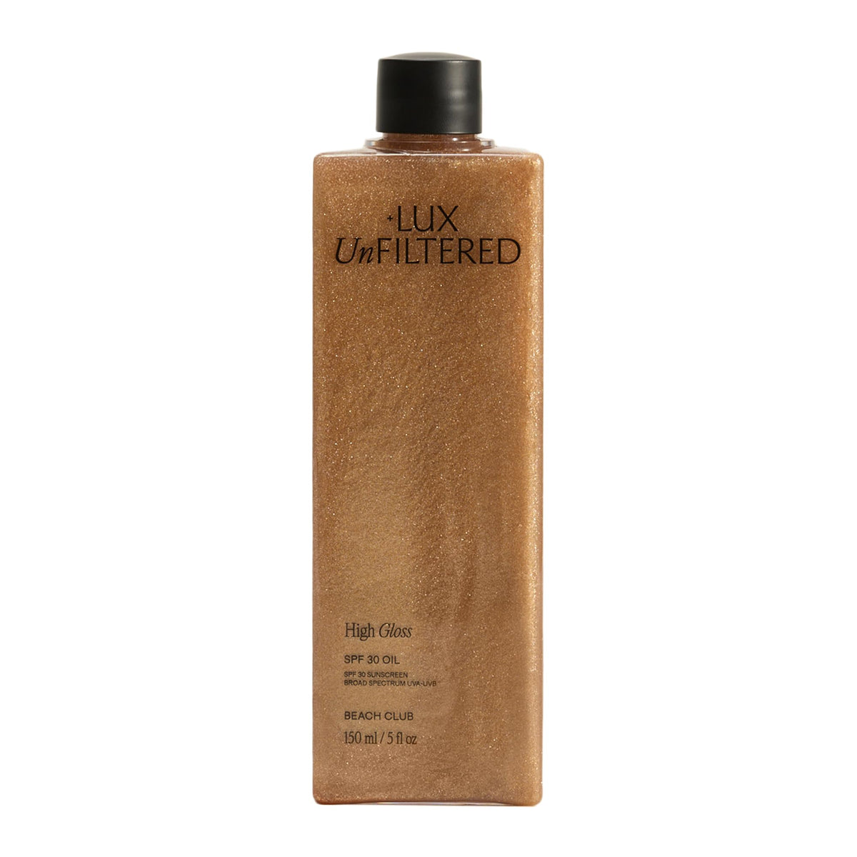 Lux Unfiltered front bottle showing SPF 30 and bronzing benefits