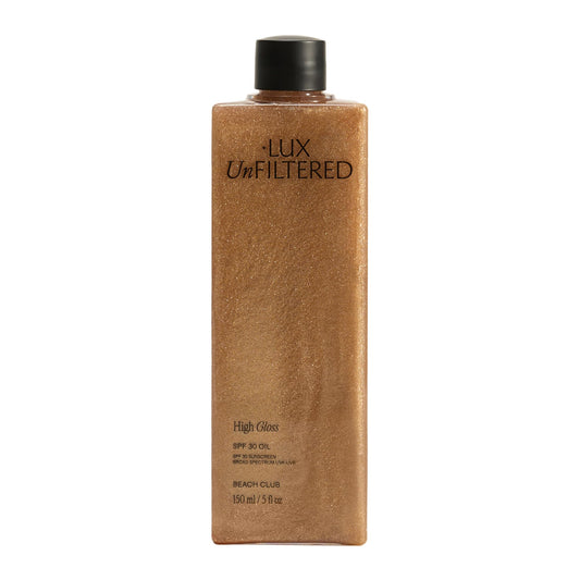 Lux Unfiltered front bottle showing SPF 30 and bronzing benefits