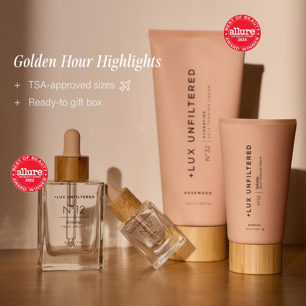 Lux Unfiltered N°32 pump detail highlighting easy application and travel size